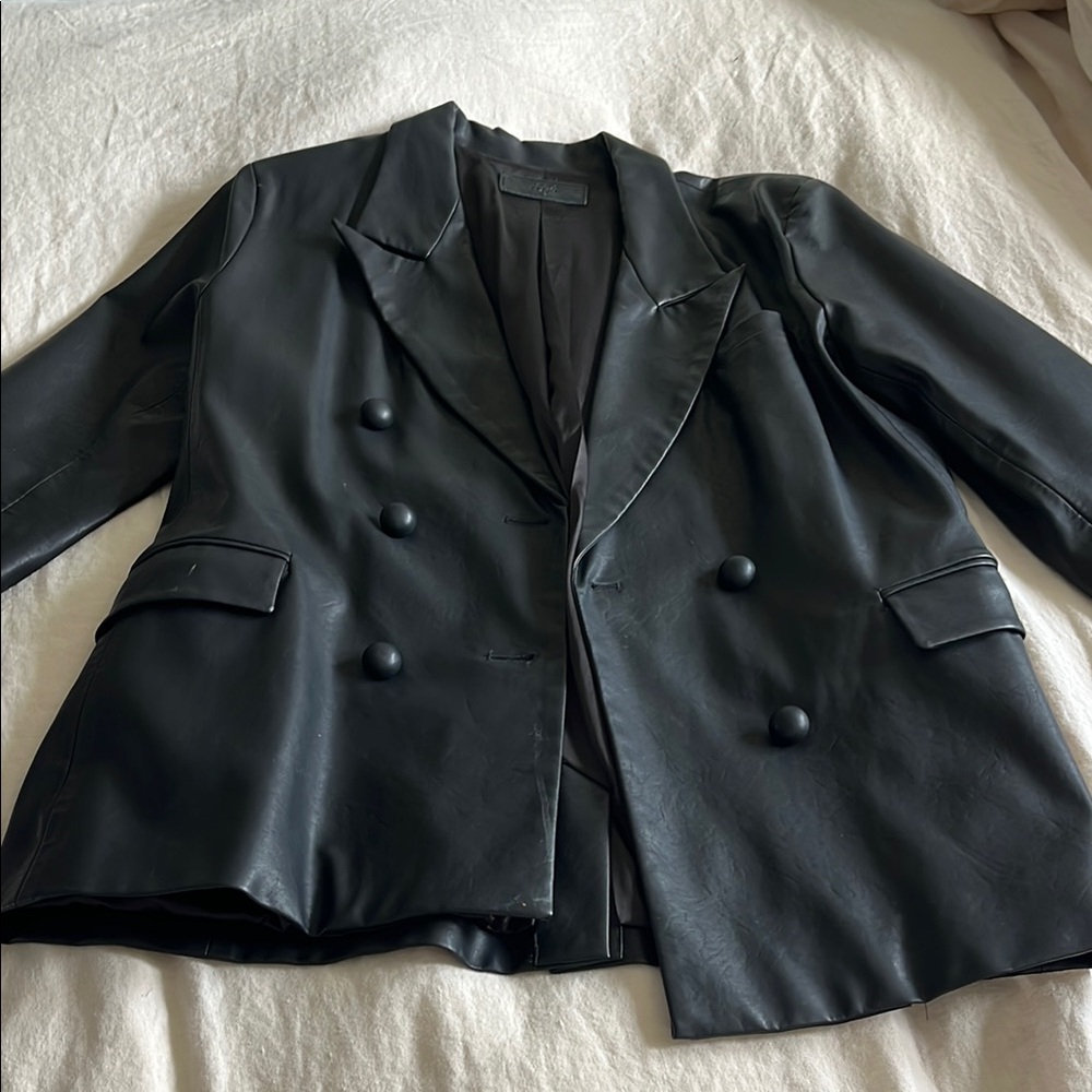 Women's Black Double-Breasted Jacket